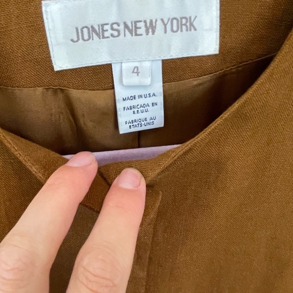 Jones New York LINEN Vintage Made in USA Collarless Blazer Women Size 4 - Picture 6 of 8